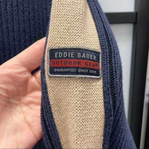 [xl] Eddie Bauer Men’s Vintage Navy Blue Thick Ribbed Cotton Heavyweight Sweater - Picture 7 of 13